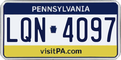 PA license plate LQN4097