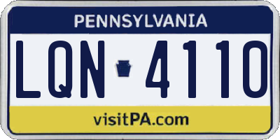 PA license plate LQN4110