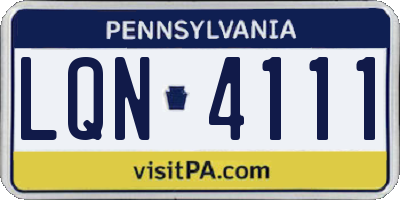 PA license plate LQN4111