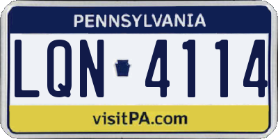 PA license plate LQN4114