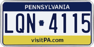 PA license plate LQN4115