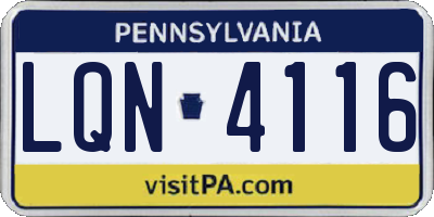 PA license plate LQN4116