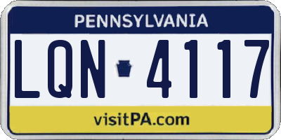 PA license plate LQN4117