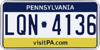 PA license plate LQN4136