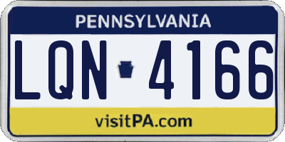 PA license plate LQN4166