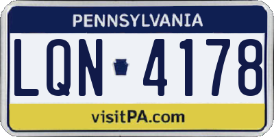 PA license plate LQN4178