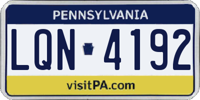 PA license plate LQN4192