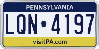 PA license plate LQN4197
