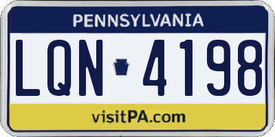 PA license plate LQN4198