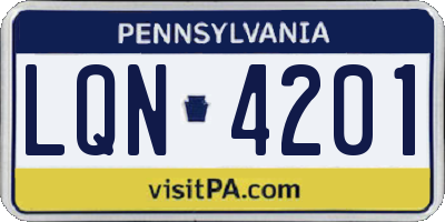 PA license plate LQN4201