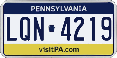 PA license plate LQN4219