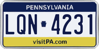 PA license plate LQN4231
