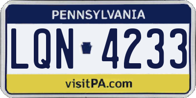PA license plate LQN4233