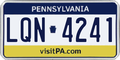 PA license plate LQN4241