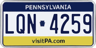 PA license plate LQN4259