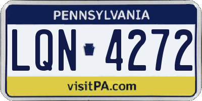 PA license plate LQN4272