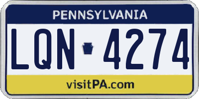 PA license plate LQN4274