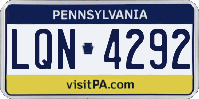 PA license plate LQN4292