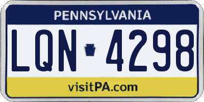 PA license plate LQN4298