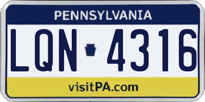 PA license plate LQN4316