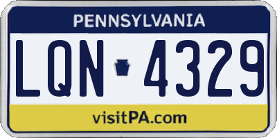 PA license plate LQN4329