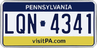 PA license plate LQN4341