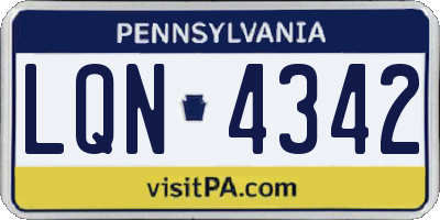 PA license plate LQN4342