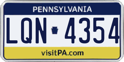 PA license plate LQN4354