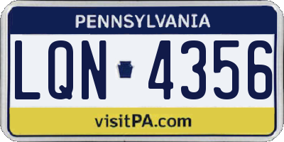 PA license plate LQN4356