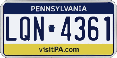 PA license plate LQN4361