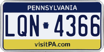 PA license plate LQN4366