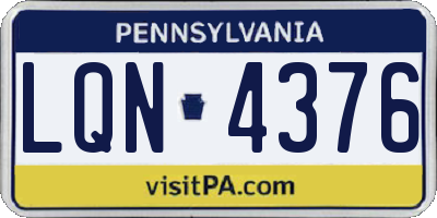 PA license plate LQN4376
