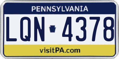 PA license plate LQN4378