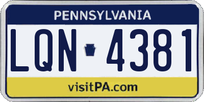 PA license plate LQN4381