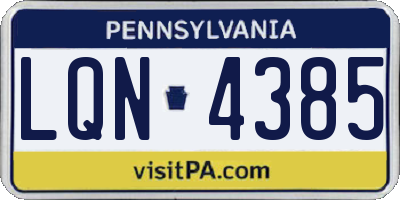 PA license plate LQN4385