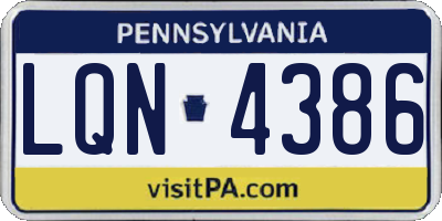 PA license plate LQN4386