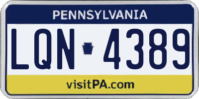 PA license plate LQN4389