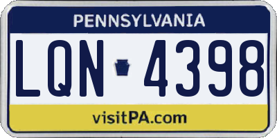 PA license plate LQN4398