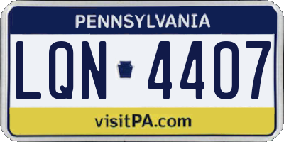 PA license plate LQN4407