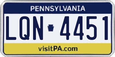 PA license plate LQN4451