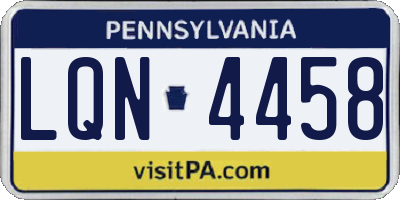 PA license plate LQN4458
