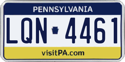 PA license plate LQN4461