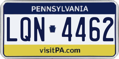 PA license plate LQN4462