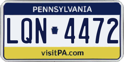 PA license plate LQN4472