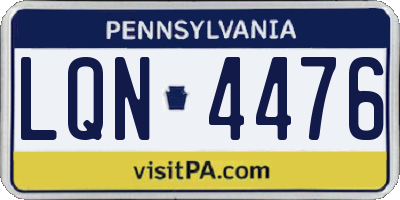 PA license plate LQN4476