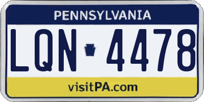 PA license plate LQN4478