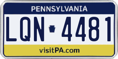 PA license plate LQN4481
