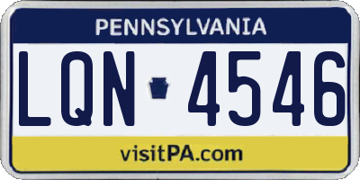 PA license plate LQN4546