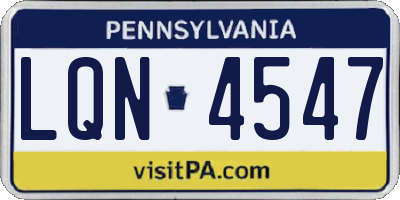 PA license plate LQN4547