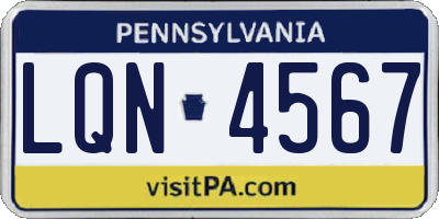PA license plate LQN4567